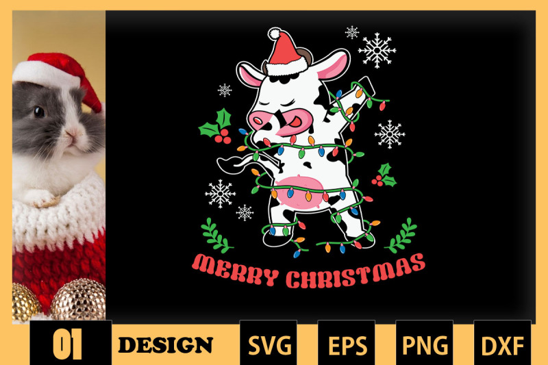 dabbing-cow-christmas-lights-svg