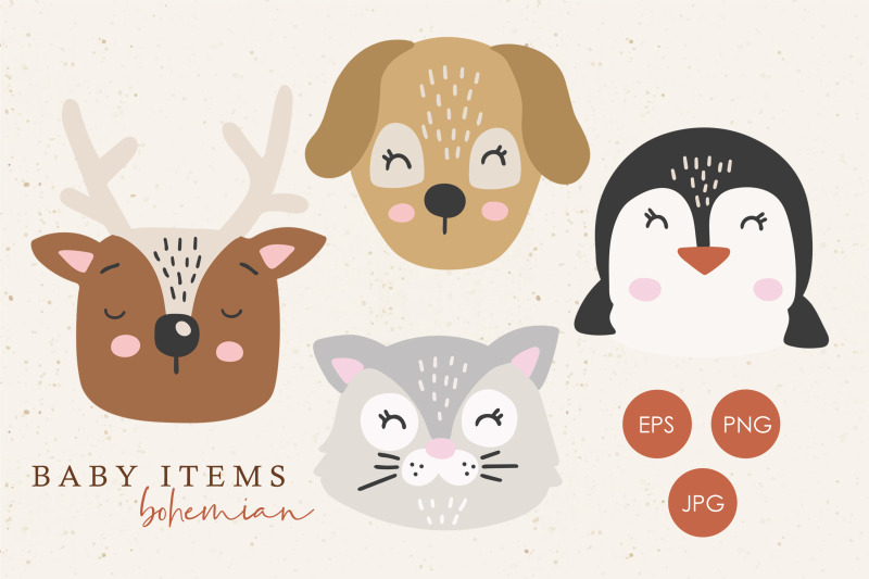 baby-animals-clipart-boho-abstract-animals-digital-nursery-elements