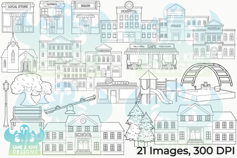 city-buildings-town-buildings-digital-stamps