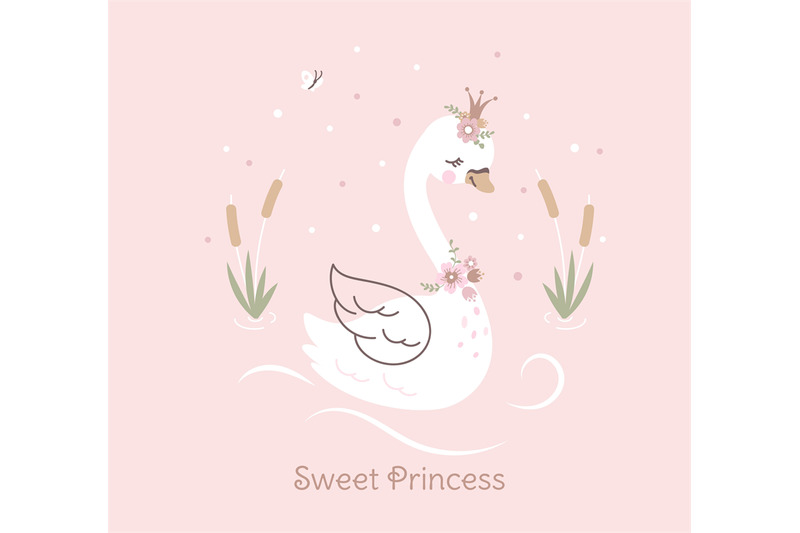 swan-princess-poster-vintage-girl-t-shirt-print-with-sweet-cute-swans