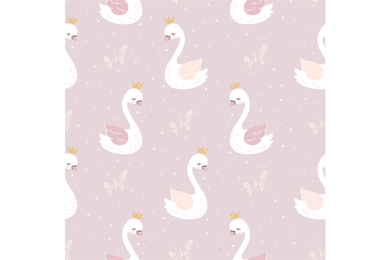 cartoon-cute-swan-print-swans-princess-on-pink-seamless-pattern-girl