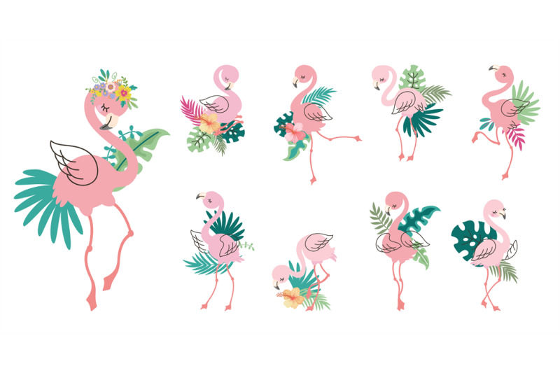 tropical-pink-flamingo-cartoon-flamingos-clipart-with-exotic-palm-lea