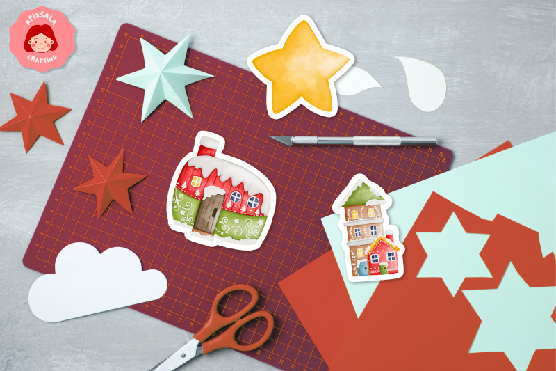 christmas-winter-house-sticker-sheet-christmas-ornament-sticker