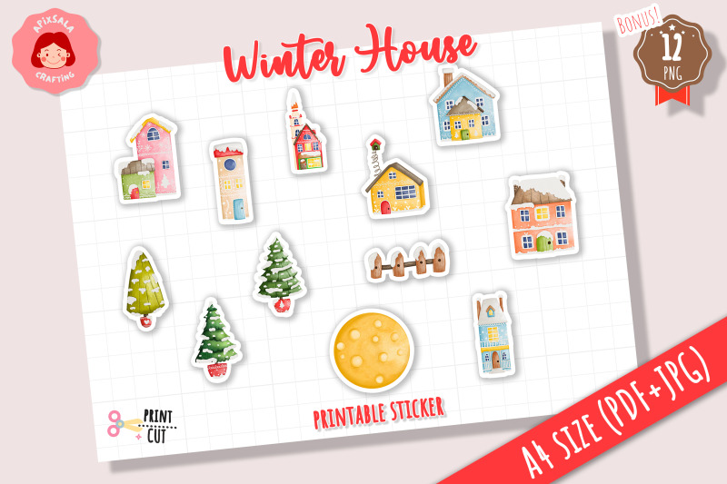 christmas-winter-house-sticker-sheet-christmas-ornament-sticker
