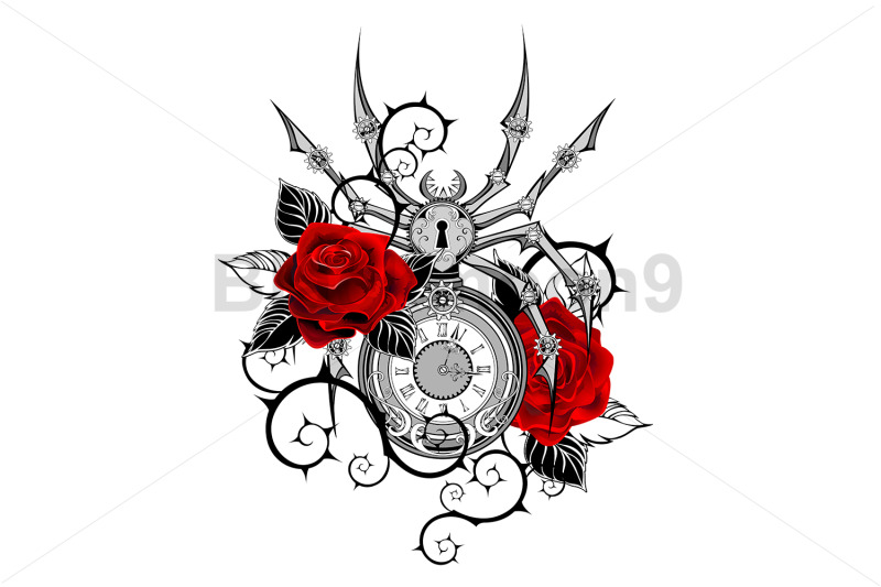 mechanical-spider-with-red-roses