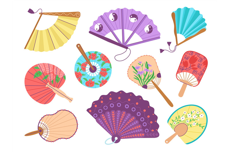 flat-asian-fans-elegant-fan-japan-style-oriental-traditional-decorat