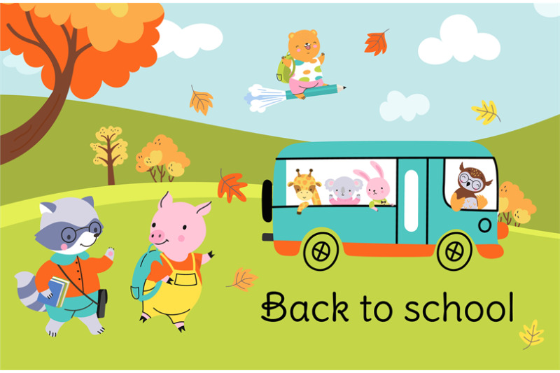 animal-back-to-school-poster-cute-cartoon-animals-with-backpack-and-b