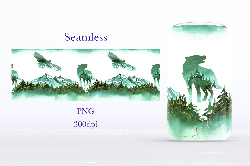 mountain-landscape-glass-can-wrap-animal-sublimation-png-design