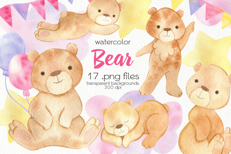 watercolor-pink-baby-bear-clipart-png-files