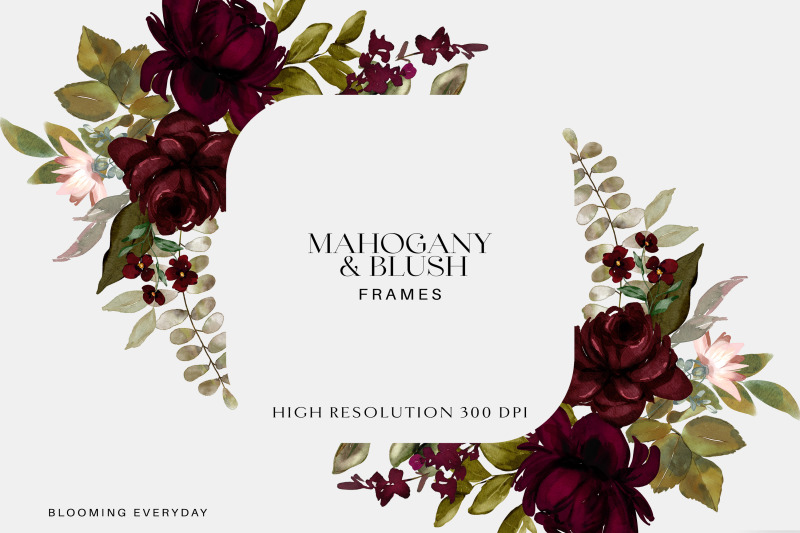 watercolor-mahogany-and-blush-floral-clipart-collection