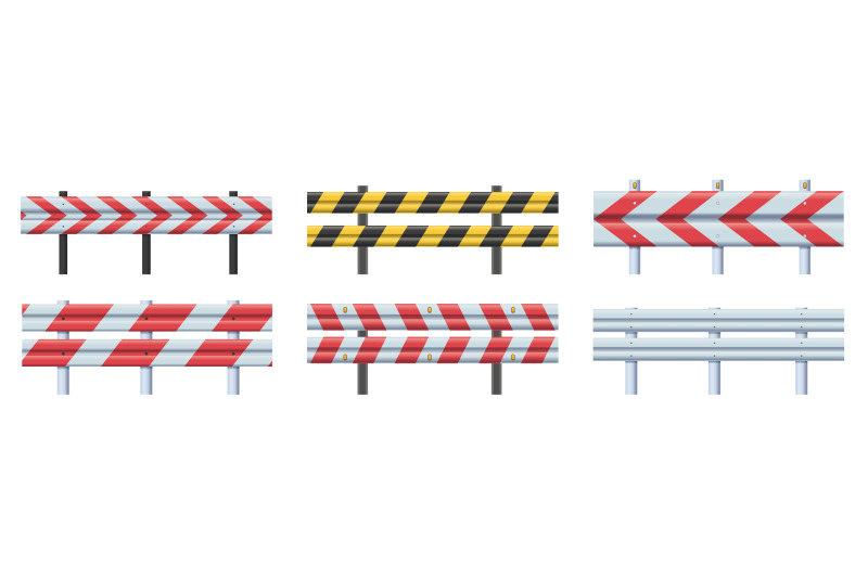 guard-rails-highway-roadside-barrier-striped-caution-guardrail-and-r