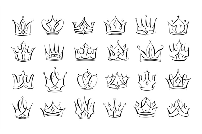 calligraphic-crowns-hand-drawn-royal-queen-tiara-majestic-king-crown