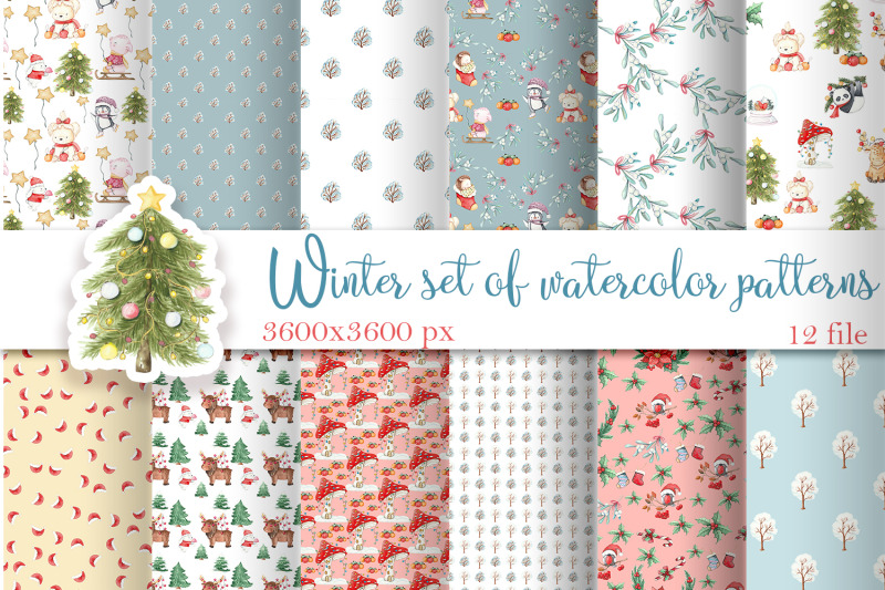 christmas-watercolor-pattern-digital-paper-christmas-animal