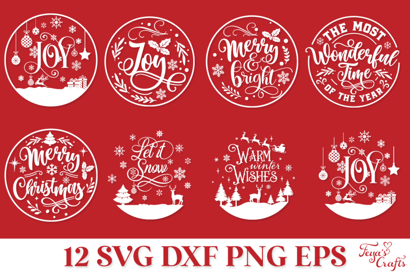round-christmas-ornaments-svg-bundle