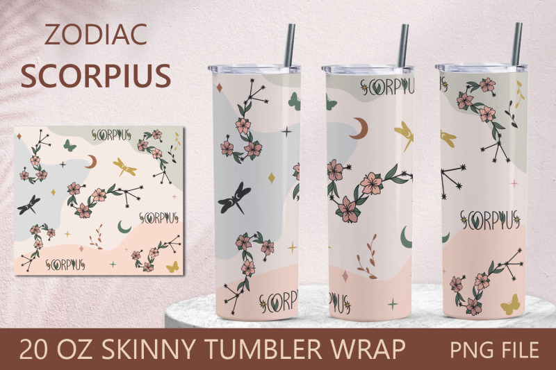 zodiac-tumbler-scorpio-20-oz-skinny-tumbler-wrap-png