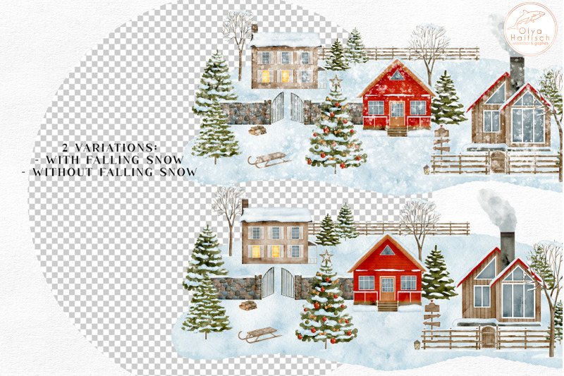 christmas-village-clipart-winter-snowy-house-illustrations-png