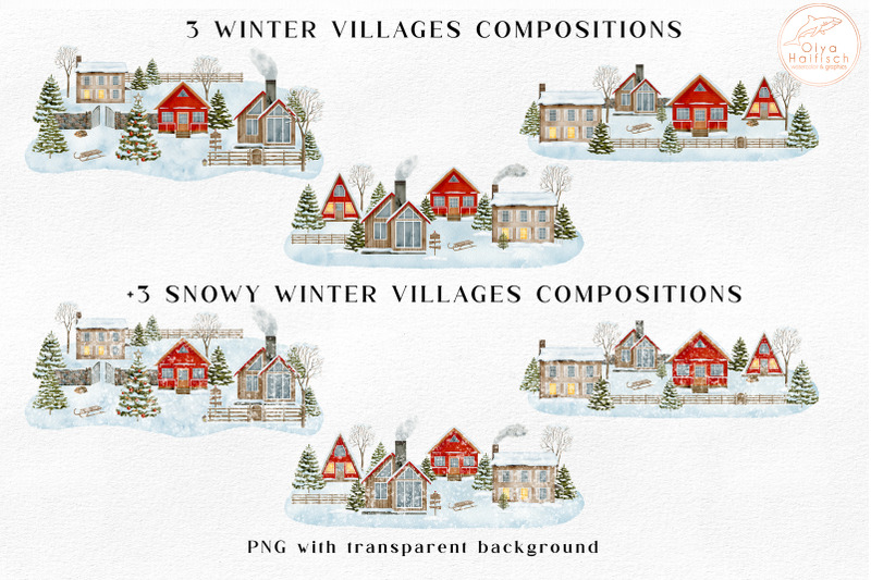 christmas-village-clipart-winter-snowy-house-illustrations-png