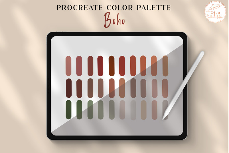 boho-procreate-color-palette-earthy-muted-color-swatches