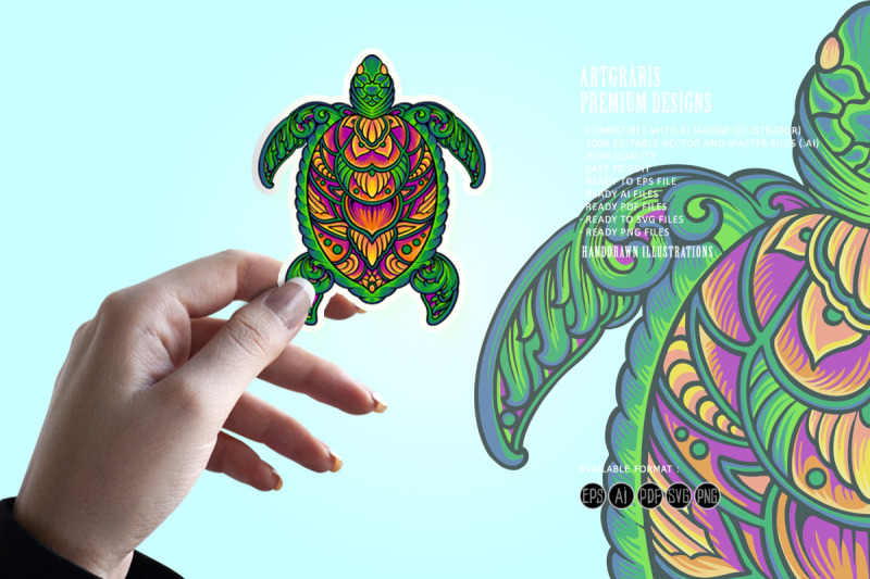 floral-turtle-classic-ornament-svg