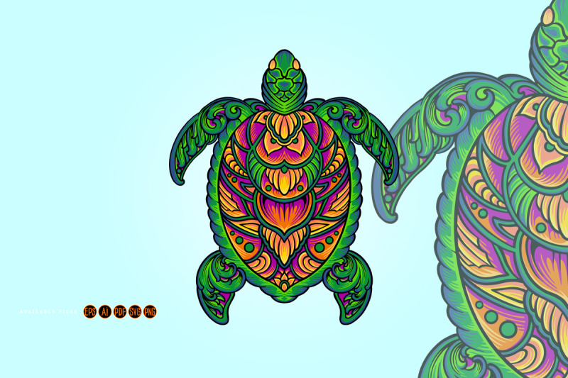 floral-turtle-classic-ornament-svg