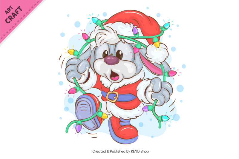 christmas-bunny-and-garland-clipart