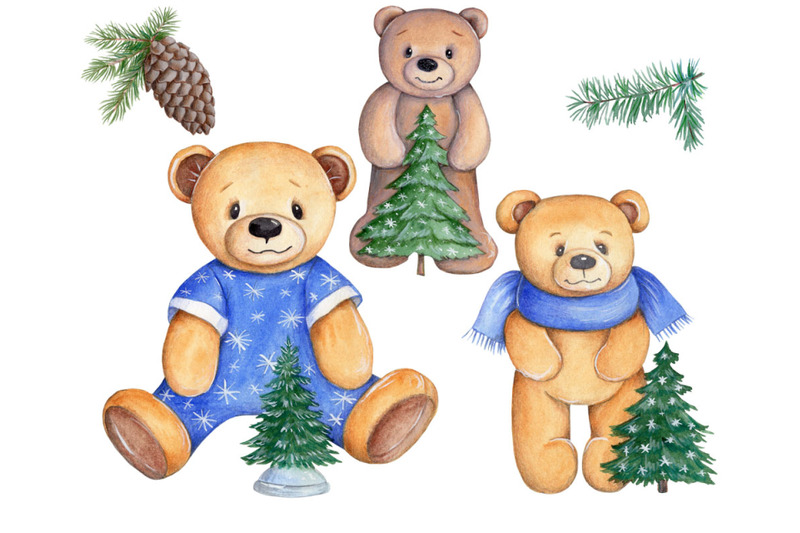 cute-adorable-teddy-bears-and-new-year-tree