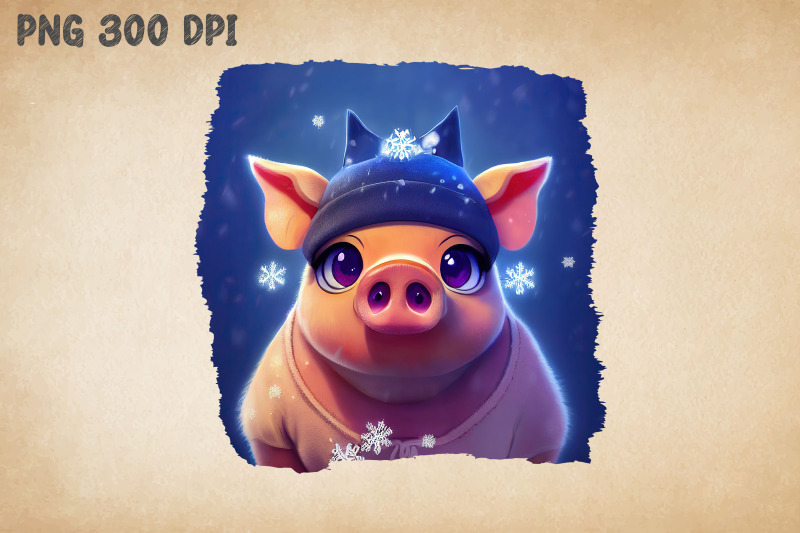 super-cute-winter-pig