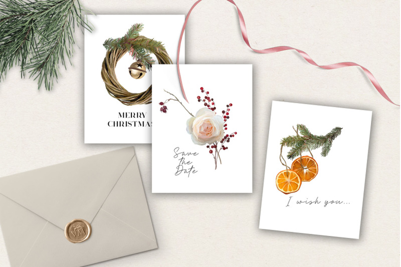 christmas-individual-clipart-png-rose-flowers-spruce-branches