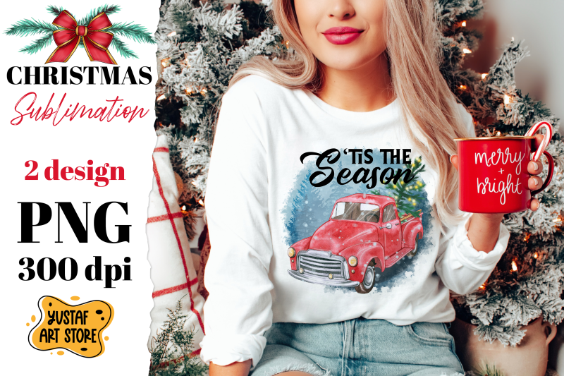 039-tis-the-season-truck-and-christmas-tree-sublimation-design