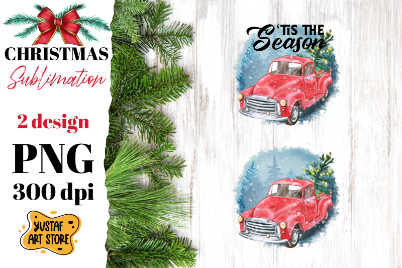 christmas-red-truck-sublimation-bundle-6-design-png