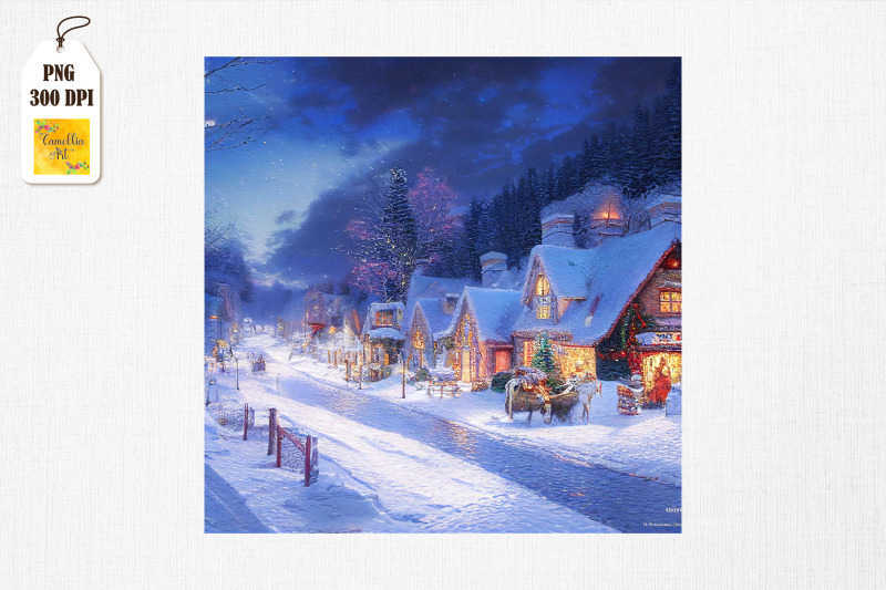 peaceful-and-cozy-village-christmas-art