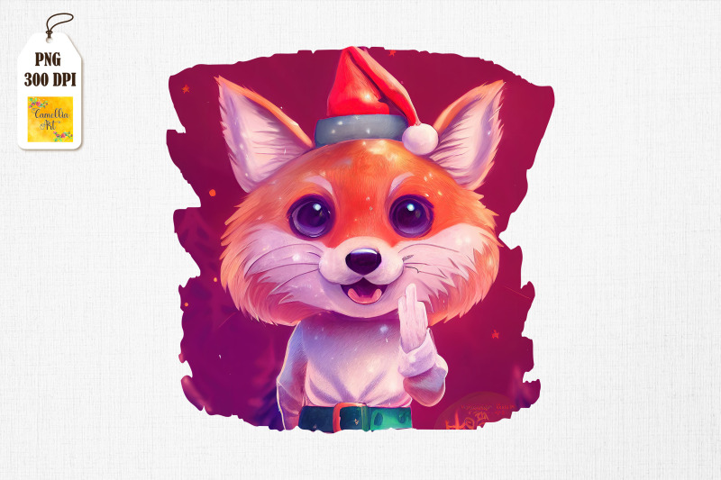 super-cute-fox-with-santa-hat-christmas