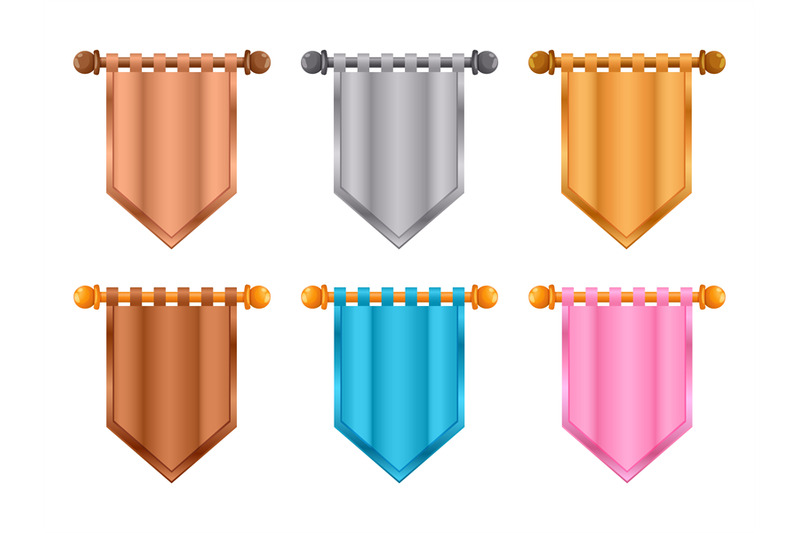 game-level-flags-abstract-gold-silver-bronze-medieval-banners-for-gui