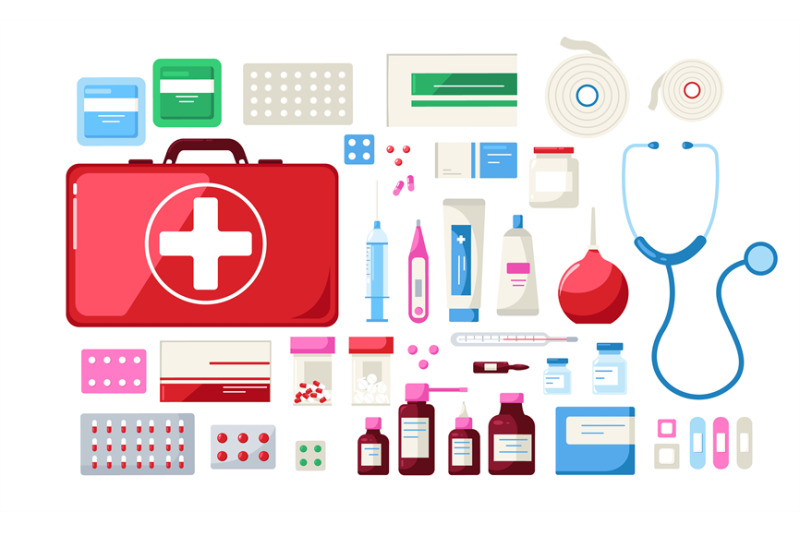 medicines-first-aid-kit-medical-tools-pills-stethoscope-syringe-therm