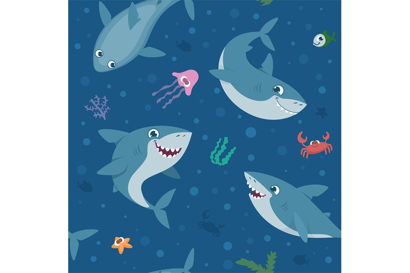 shark-pattern-wild-cartoon-underwater-swimming-animals-exact-vector-s