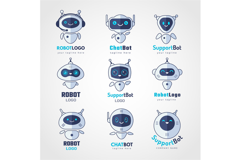 robot-logo-androids-chatbot-future-electronic-smart-faces-cyborg-symb