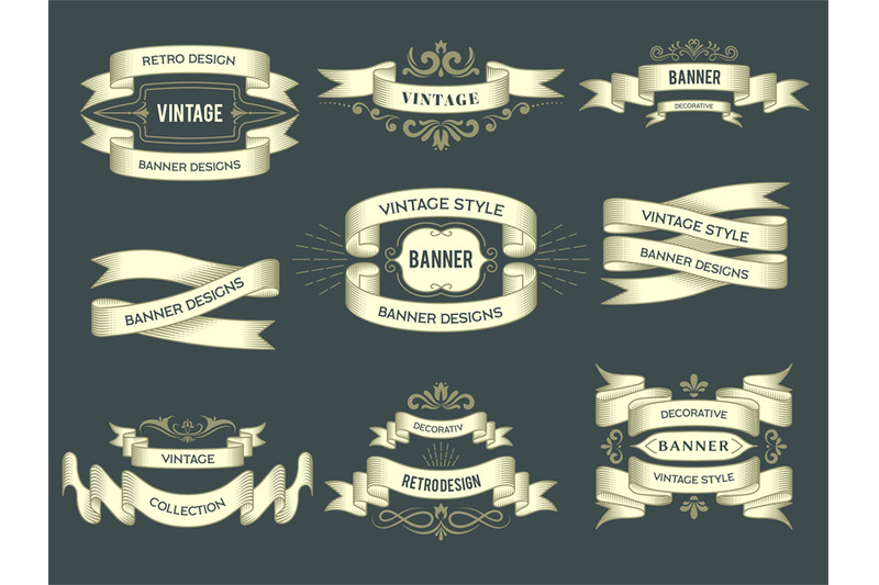 retro-badges-hand-drawn-ribbons-with-place-for-text-vintage-sketched