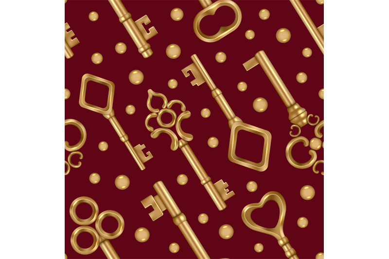 keys-pattern-golden-vintage-ornate-realistic-keys-for-doors-decent-ve