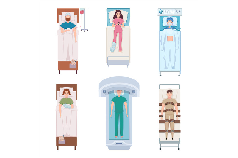 patient-in-bed-ill-cartoon-characters-in-hospital-bed-emergency-proce