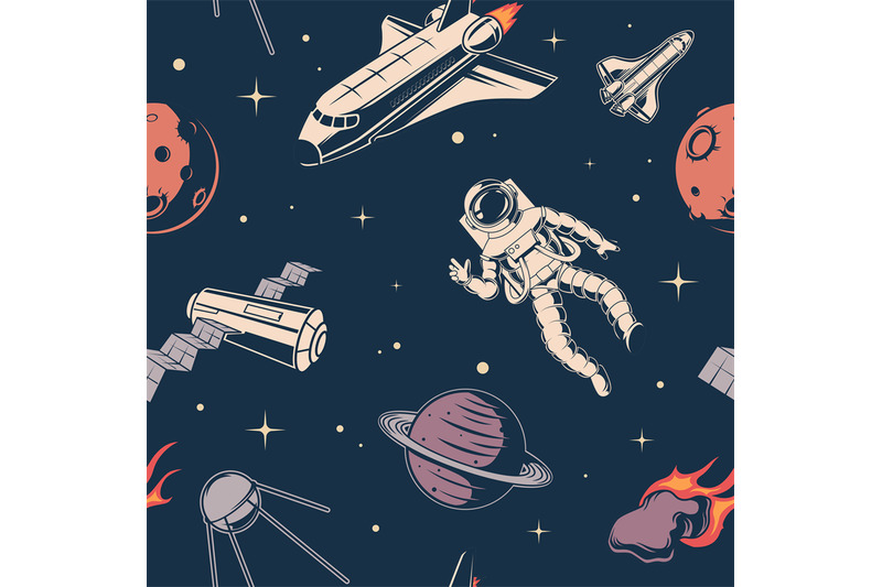 space-universe-pattern-mars-exploration-symbols-astronaut-adventure-i