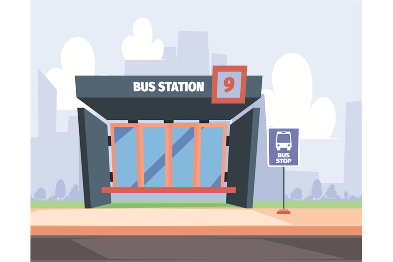 bus-station-background-urban-municipal-cartoon-illustrations-with-pla