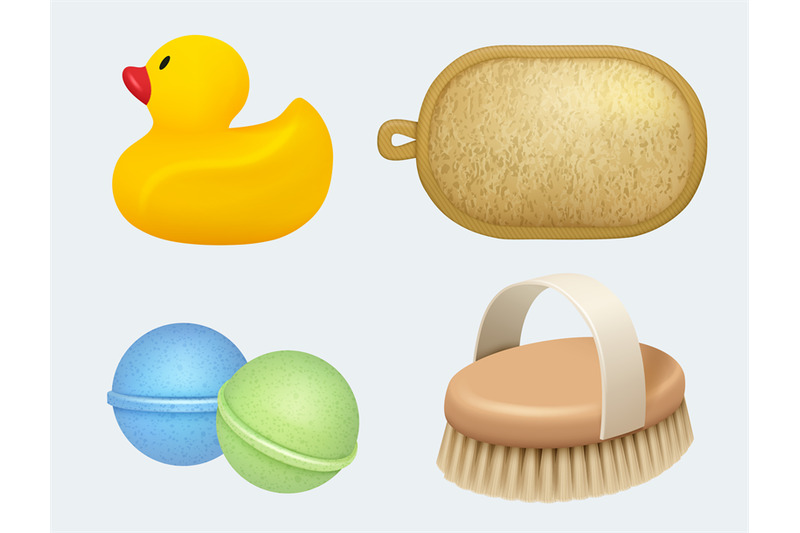 bath-tools-self-hygiene-symbols-washing-tools-cream-shampoo-washcloth