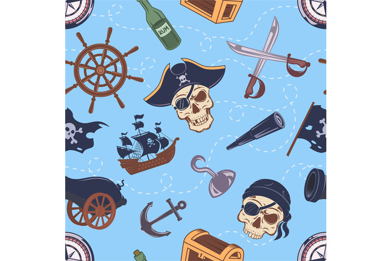 pirate-pattern-drawing-sailor-elements-wooden-battle-ship-skull-bones