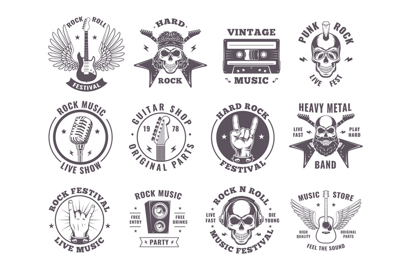 rock-badges-music-elements-guitar-wings-microphone-motorbike-fire-emb