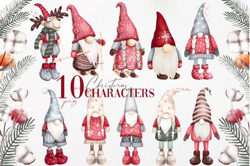 christmas-gnomes-clipart-and-seamless-patterns