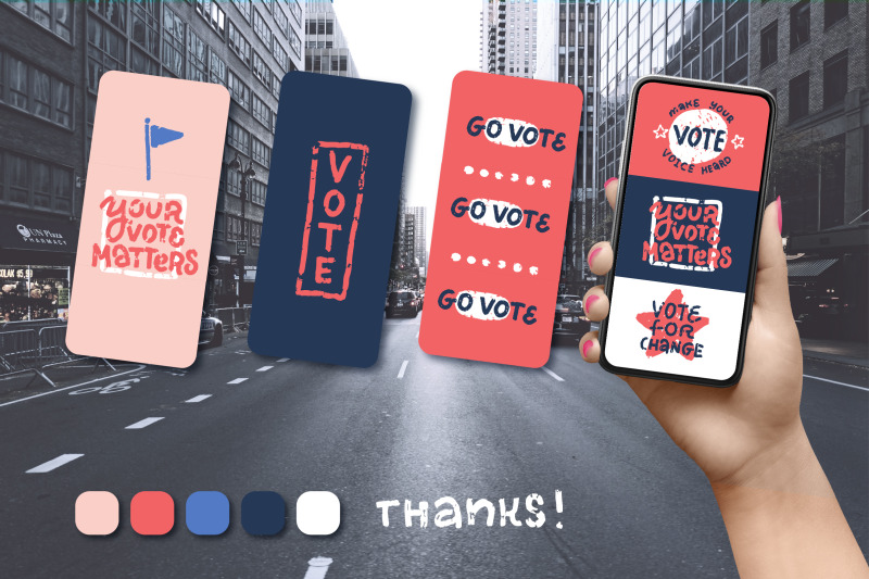 go-vote-vector-stamp-badges-set