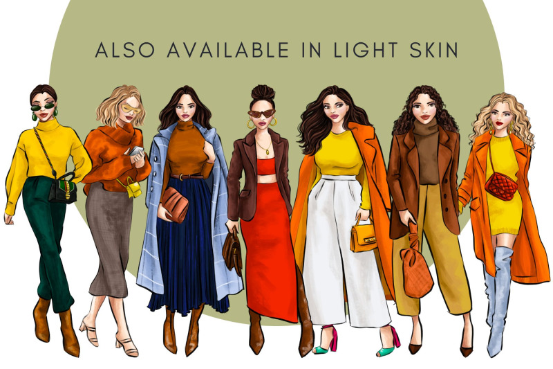 fall-fashion-girls-dark-skin-watercolor-fashion-clipart