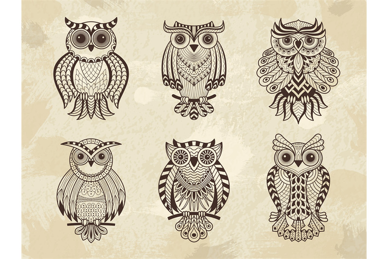 decorative-owls-tribal-decoration-of-wild-birds-with-beauty-wings-eth