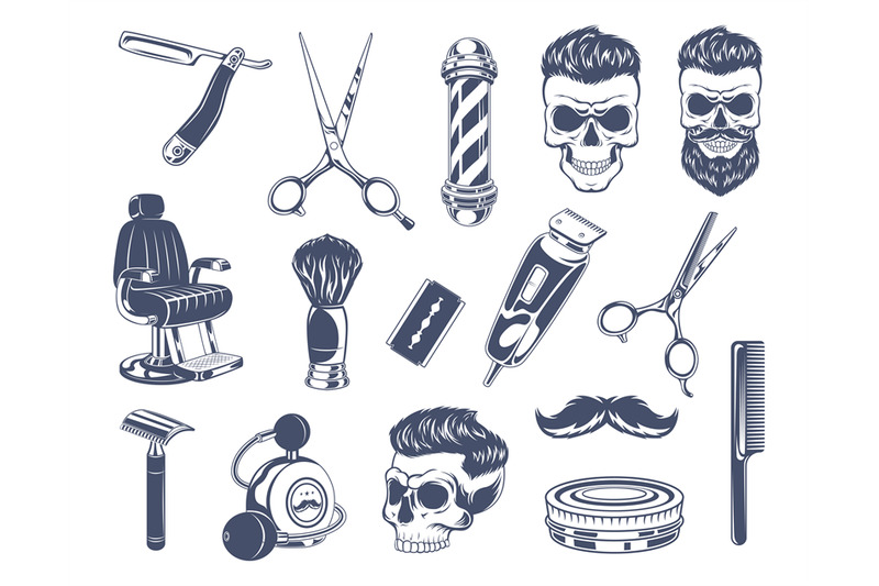 barber-shop-set-logos-and-ads-symbols-comb-brush-blade-scissors-for-b