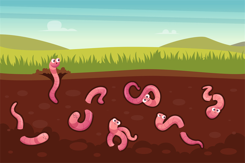 worms-in-ground-sliced-view-for-a-ground-with-creeping-crawlers-in-ac